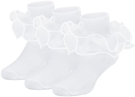Zando Girls Ruffle Socks with Double Lace Cuff 1