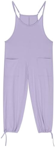 Girls Casual Jumpsuit with Spaghetti Straps and Pockets