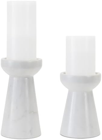 Melrose Tapered Marble Candle Holder Set of 2