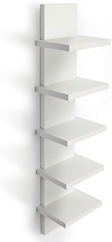 Bloddream 5 Tier Floating Wall Shelves White 31 x 72 x 55