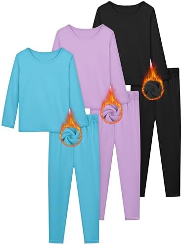 Resinta 3 Girls Thermal Underwear Set Winter Warm Pajamas