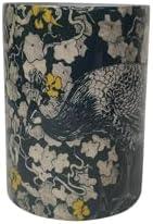 BIDK Home Large Peacock Glass Votive Candle Holder 6 Green Gray