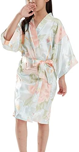 Kids Girl Satin Robe Kimono Wedding Birthday Pajamas