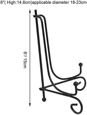 Tbest Large Plate Display Stand 6 Inches Black Iron Easel