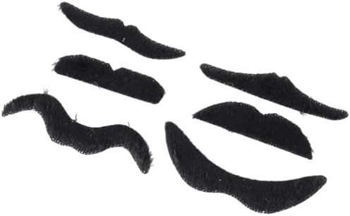 12 Pcs Black Fake Mustaches Self Adhesive 6 Styles