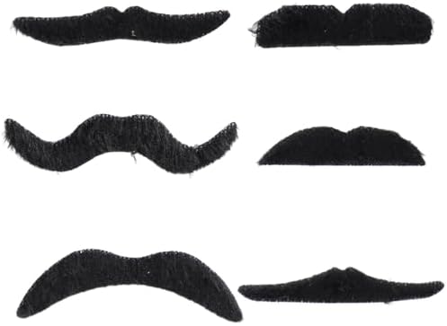 12 Pcs Black Fake Mustaches Self Adhesive 6 Styles