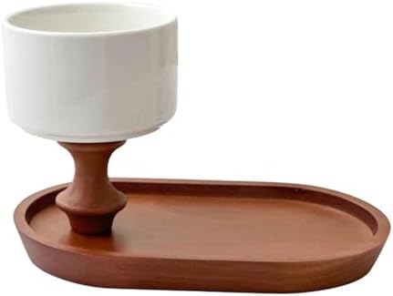 Deevoka Jewelry Display Tray with Ceramic Bowl and Wood Base