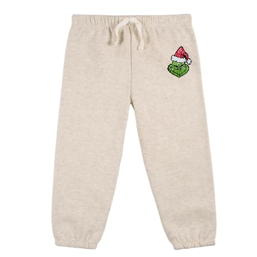 2-Piece Neutral Oatmeal Fleece Christmas Set for Baby Toddler