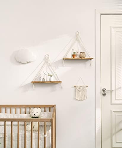 Mkono Macrame Floating Shelf Set of 2 Boho Wall Decor