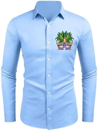 Funky Mardi Gras Masks Printed Mens Button Down Shirts