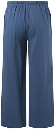 Summer Linen Wide Leg Flowy Drawstring Palazzo Pants for Women