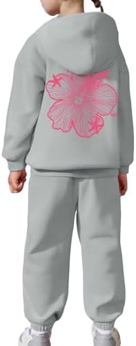 Kids Flower Print Sweatshirt Sweatpants Set