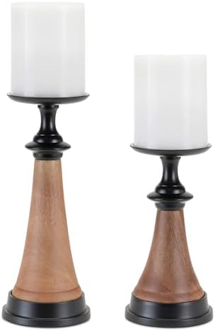Melrose Tapered Candle Holder Set of 2 - 12 Wood Base