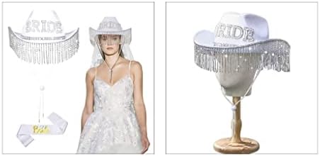 Handmade Bride Hat with Fringe and Shoulder Strap Set 1