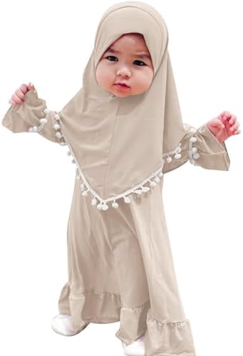 Girls Prayer Cloth Abaya Hijab Set for Toddler Girl Ramadan