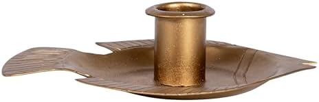 Creative Co-Op Taper Holder with Fish Tray in Antique Gold