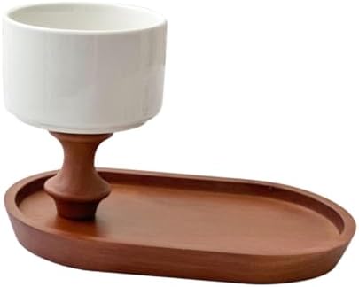 FytStycale 220ml Ceramic Candle Container with Wood Tray 1