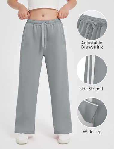 EXARUS Girls Wide Leg Sweatpants with Pockets 6-14Y