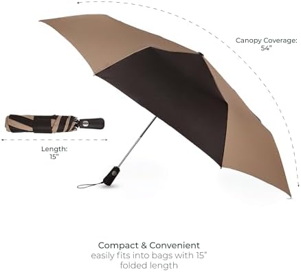 Totes Folding Golf Umbrella with UV Protection Auto OpenClose 54-Inch Black
