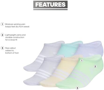 adidas Girls 30 No Show Athletic Socks 6-Pair