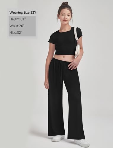 EXARUS 3 Pack Wide Leg Sweatpants for Girls 8-14Y