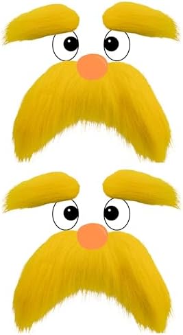 Yellow Fake Mustache and Eyebrows Set for Halloween Cosplay