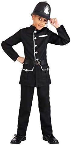 Kids British Bobby Costume with Jacket Pants Belt Hat and Monocle