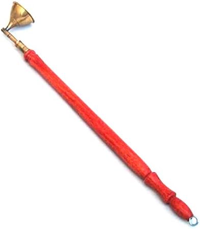 Solid Brass Snuffer with Red Wooden Handle 12 Inch