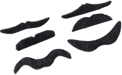 12 Pcs Black Fake Mustaches Self Adhesive 6 Styles