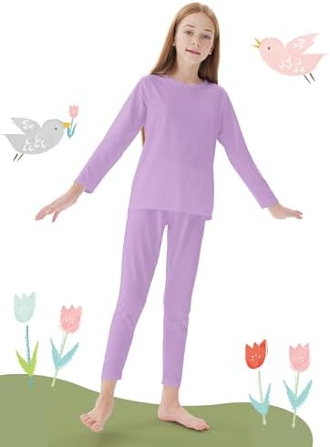 Resinta 3 Girls Thermal Underwear Set Winter Warm Pajamas