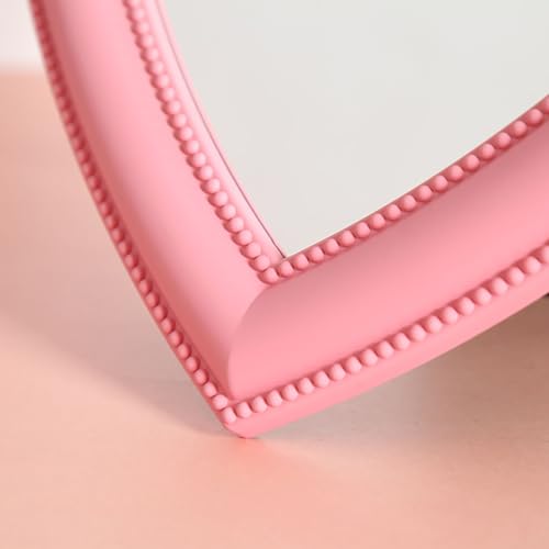 XPXKJ Heart Shaped Mirror 11 Inch Pink 2-in-1 WallTabletop