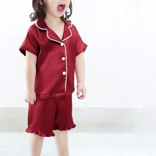 Baby Girls Satin Pajamas Set 2 Piece Soft Short Sleeve