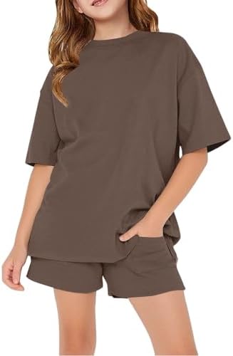 Girls Summer Loose Casual Short Shirts Pants Sets