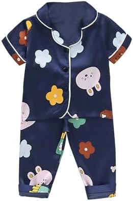 Boys Girls Summer Outfits 2Pcs Silk Satin Shirts with Shorts