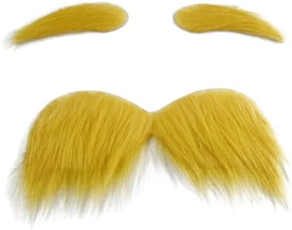 ikasus Yellow Fake Mustache and Eyebrows for Cosplay 1