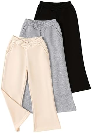 Fdqin Girls 3 Pcs Wide Leg Sweatpants Set