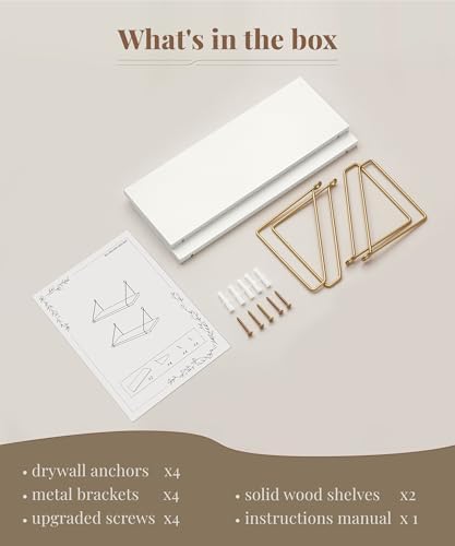 Afuly Floating Shelves Set of 2 Metallic Gold White