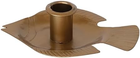 Creative Co-Op Taper Holder with Fish Tray in Antique Gold