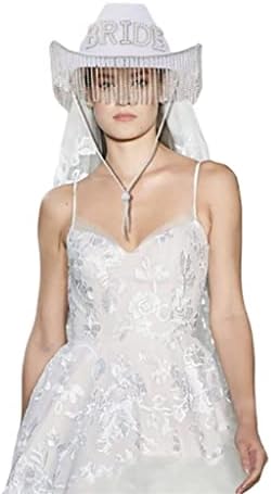 Handmade Bride Hat with Fringe and Shoulder Strap Set 1