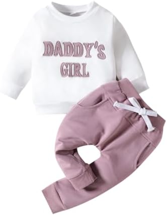 Toddler Baby Girls Winter Outfit Set with Letter Embroidery