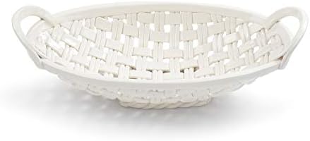 DEMDACO White Bread Basket Ceramic Decorative Bowl With Towel