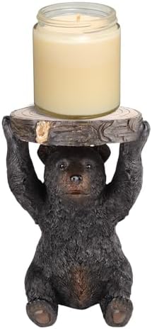 Needzo Black Bear Candlestick Holder Rustic Cabin Decor 1