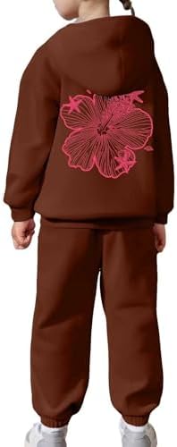 Trendy Kids Flower Print Sweatshirt Sweatpants Set