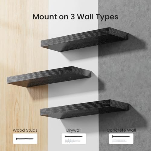 AMADA Floating Shelves Black Set of 3