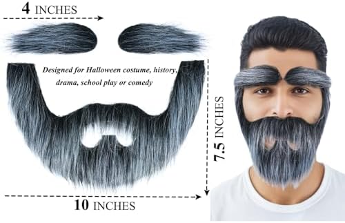 Self-Adhesive Fake Mustache and Eyebrows Set for Adults Costume