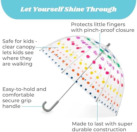 Totes Kids Clear Bubble Umbrella with Dome Canopy 38 Pink 1