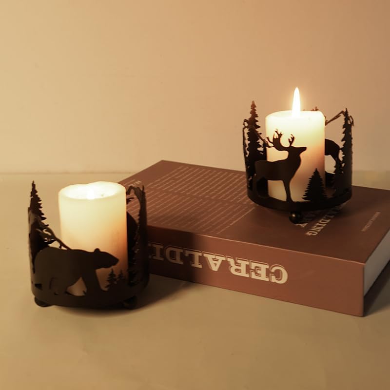 iobiotio Bear and Forest Candlestick Holder