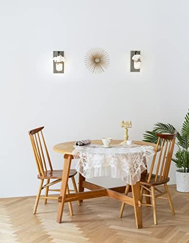 Mkono Rustic Wall Sconces Set of 2 with Mason Jars and Fairy Lights