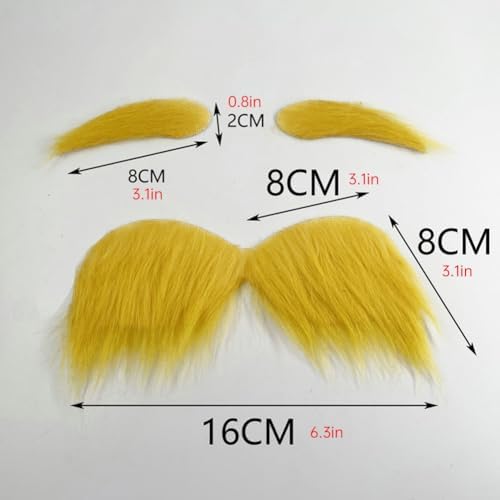 ikasus Yellow Fake Mustache and Eyebrows for Cosplay 1