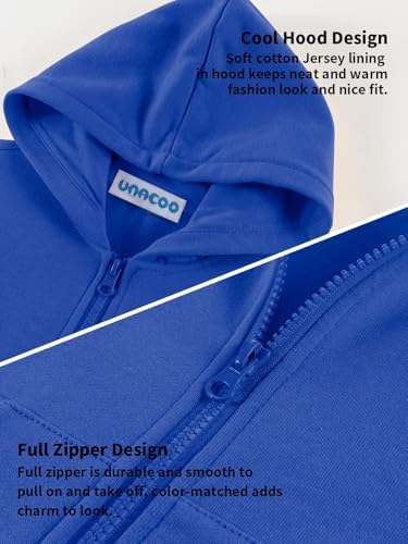 UNACOO Zip Up Hoodie Kids 3-12 Years Soft Fleece Sweatshirt